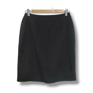 Pencil Skirt Classic Knee Length Black Pinstripe